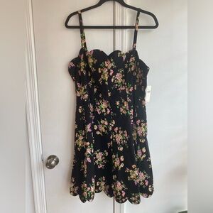 Anthropologie Black Floral Mini Dress